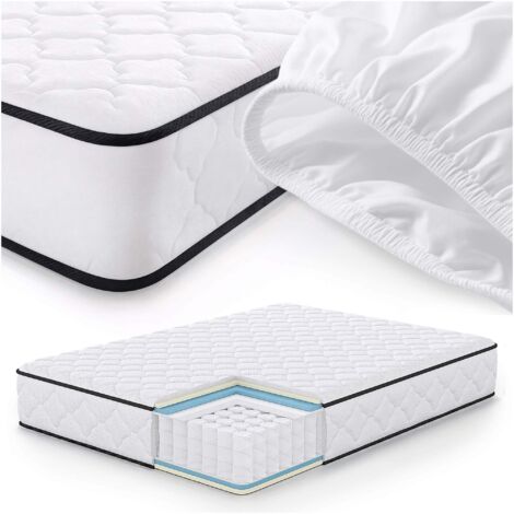 Matelas à ressorts ensachés 7 zones avec protège-matelas H3 140x190 cm