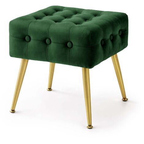 Tabouret rembourré en velours 40 cm QUADRA Vert Bouteille