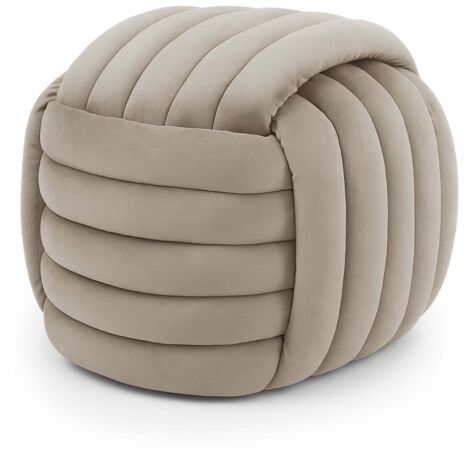Pouf tressé en velours 53 cm NILO Or beige