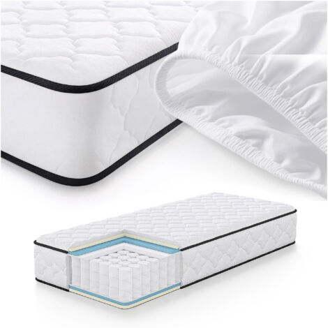 Matelas à ressorts ensachés 7 zones avec protège-matelas H3 80x190 cm (1/5)