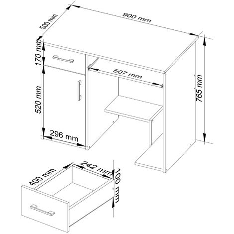 Grand bureau d'angle akord droit b20 blanc 155 cm 1 porte 3