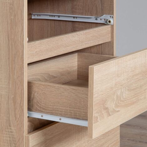 Grand bureau d'angle AKORD droit B20 Chêne Sonoma 155 cm 1 porte 3 tiroirs façade Chêne Sonoma 4 étagères 155x85x77 cm
