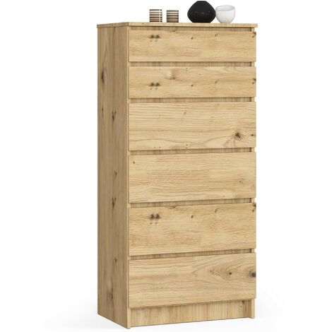 Commode AKORD K60 Chêne Artisan 60 cm 6 tiroirs façade Chêne Artisan 60x40x130 cm (1/5)