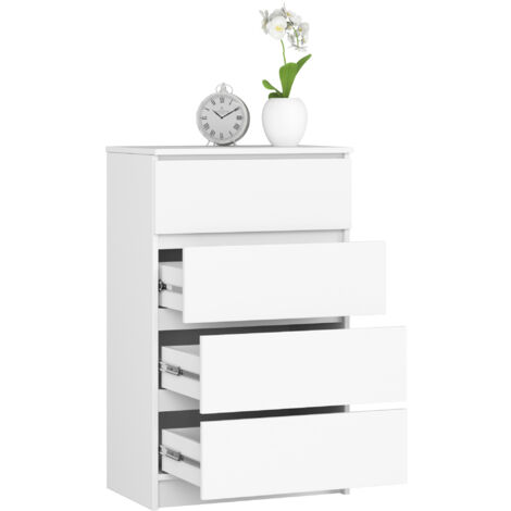 Commode AKORD K60 Blanche 60 cm 4 tiroirs façade Blanche 60x40x99 cm