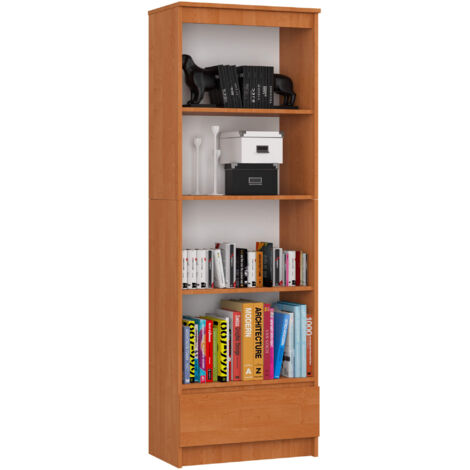 Bibliothèque de bureau AKORD R60 Aulne 60 cm 1 tiroir façade Aulne mat 4 étagères 60x35x180 cm (1/5)