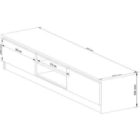 Meuble TV pour salon AKORD Chêne Sonoma 160 cm 2 portes façade Chêne Sonoma 2 étagères 160x40x33 cm