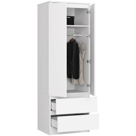 Armoire Akord S Blanche Cm Portes Tiroirs Fa Ade Blanche Tag Re X X Cm