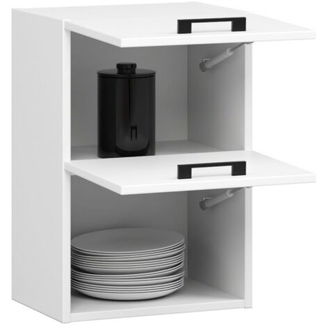 Meuble de cuisine haut AKORD W40 OLIWIA G2 modulable Blanc 40 cm 2 portes façade Blanche 2 étagères 40x30x58 cm