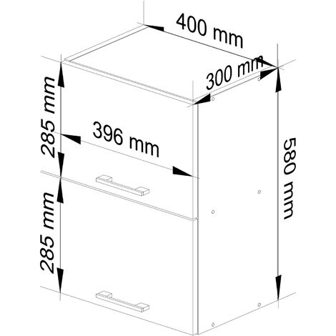 Meuble de cuisine haut AKORD W40 OLIWIA G2 modulable Blanc 40 cm 2 portes façade Blanche 2 étagères 40x30x58 cm