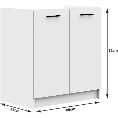 Armoires de cuisine basse AKORD S80 pour évier OLIWIA Blanc 80 cm 2 portes couleur Blanc 1 étagère 80x46x82 cm