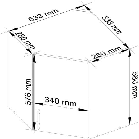 Armoires de cuisine haute AKORD d'angle W60 LIMA Blanc 60 cm 1 porte façade Chêne Sonoma 2 étagères 60x30,5x58 cm