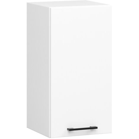 Akord – Armoire de cuisine haute 30 cm – 1 porte battante – Façade blanche mate – 2 étagères – Dimensions 30x30x58 cm – Panneau stratifié (1/5)