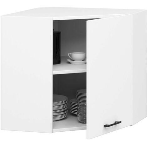 Armoires de cuisine AKORD d'angle haute W60 OLIWIA Blanc 60 cm 1 porte façade Blanche 2 étagères 60x30x58 cm