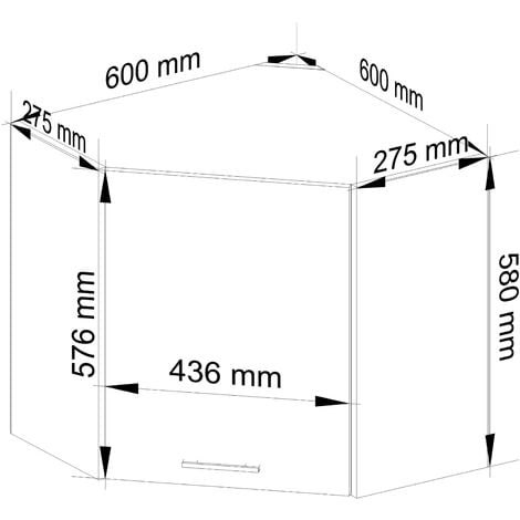 Armoires de cuisine AKORD d'angle haute W60 OLIWIA Blanc 60 cm 1 porte façade Blanche 2 étagères 60x30x58 cm