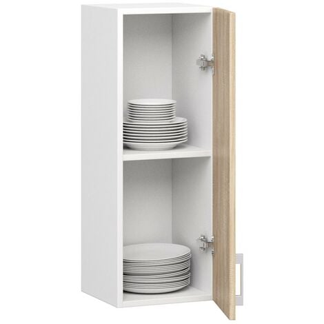 Armoires de cuisine haute AKORD W30 LIMA H720 Blanc 30 cm 1 porte façade Chêne Sonoma 2 étagères 30x30,5x72 cm