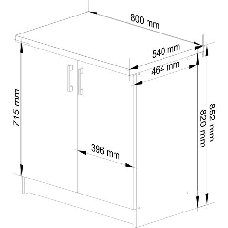 Meuble de cuisine bas AKORD S80 LIMA modulable Blanc 80 cm 2 portes façade Chêne Sonoma 2 étagères 80x44,5x82 cm