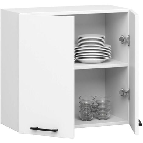 Meuble de cuisine haut AKORD W60 OLIWIA modulable Blanc 60 cm 2 portes façade Blanche 2 étagères 60x30x58 cm