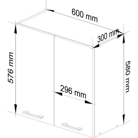 Meuble de cuisine haut AKORD W60 OLIWIA modulable Blanc 60 cm 2 portes façade Blanche 2 étagères 60x30x58 cm
