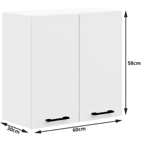 Meuble de cuisine haut AKORD W60 OLIWIA modulable Blanc 60 cm 2 portes façade Blanche 2 étagères 60x30x58 cm