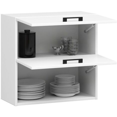 Meuble de cuisine haut AKORD W60 OLIWIA G2 modulable Blanc 60 cm 2 portes façade Blanche 2 étagères 60x30x58 cm