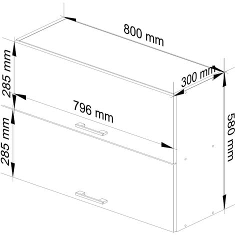 Armoires de cuisine haute AKORD W80 OLIWIA G2 Blanc 80 cm 2 portes façade Blanche 2 étagères 80x30x58 cm