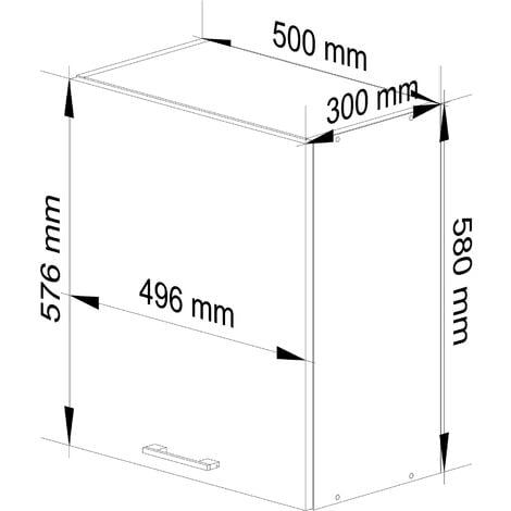 Armoires de cuisine haute AKORD W50 OLIWIA Blanc 50 cm 1 porte façade Blanche 2 étagères 50x30x58 cm