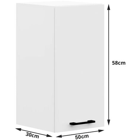 Armoires de cuisine haute AKORD W50 OLIWIA Blanc 50 cm 1 porte façade Blanche 2 étagères 50x30x58 cm