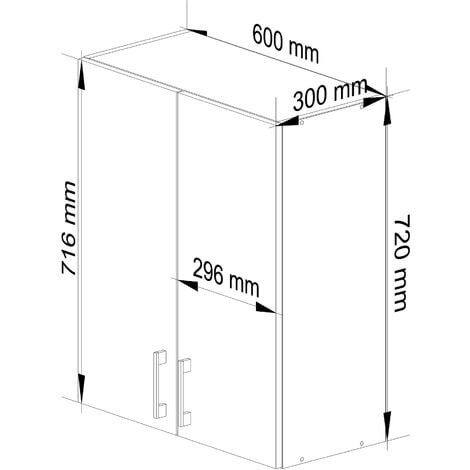 Armoires de cuisine haute AKORD W60 LIMA H720 Blanc 60 cm 2 portes façade Chêne Sonoma 2 étagères 60x30,5x72 cm