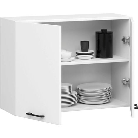 Armoires de cuisine haute AKORD W80 OLIWIA Blanc 80 cm 2 portes façade Blanche 2 étagères 80x30x58 cm