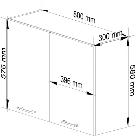 Armoires de cuisine haute AKORD W80 OLIWIA Blanc 80 cm 2 portes façade Blanche 2 étagères 80x30x58 cm