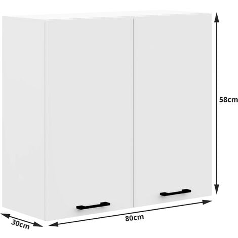 Armoires de cuisine haute AKORD W80 OLIWIA Blanc 80 cm 2 portes façade Blanche 2 étagères 80x30x58 cm