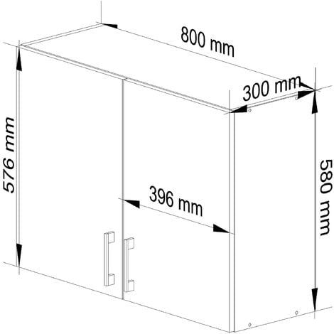 Armoires de cuisine haute AKORD W80 LIMA Blanc 80 cm 2 portes façade Chêne Sonoma 2 étagères 80x30,5x58 cm