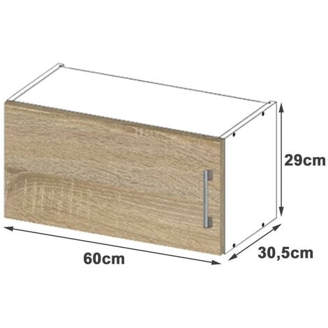 Meuble de cuisine haut AKORD W60 hotte LIMA modulable Blanc 60 cm 1 porte couleur Chêne Sonoma 1 étagère 60x30,5x29 cm