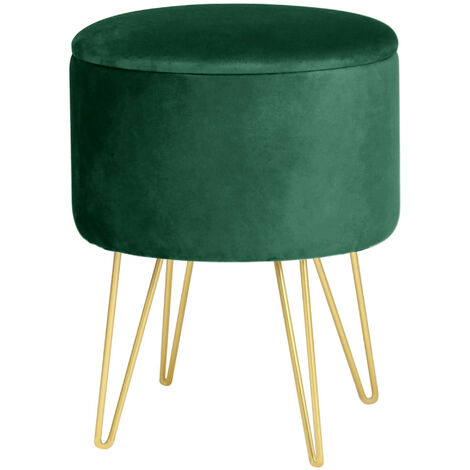 Pouf de Rangement avec Couvercle AKORD LILI velour colour Vert Bouteille hauteur 45 cm (1/5)