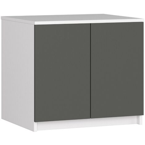 Surmeuble pour armoire AKORD S60 Blanc 60 cm 2 portes façade Gris Graphite 2 étagères 60x51x55 cm