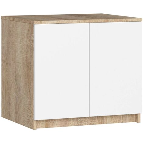 Akord – Surmeuble armoire murale 60 cm – 2 portes battantes – Chêne sonoma et façade blanche – 2 étagères – Dimensions 60x51x55 cm