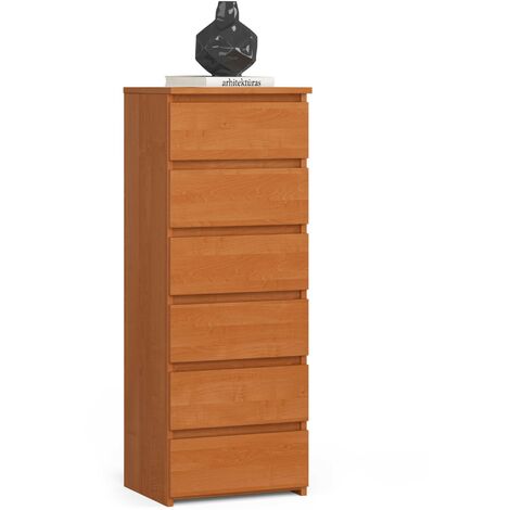 Commode AKORD CL6 Aulne 40 cm 6 tiroirs façade Aulne 40x35x109 cm (1/5)