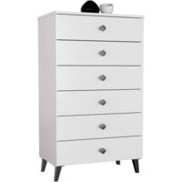 Commode AKORD MOBI Blanche 60 cm 6 tiroirs 60x37x104 cm