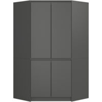 Akord – Armoire d'angle 100 cm 4 portes – Panneau stratifié – 6 étagères – Hauteur 180 cm – Profondeur 50 cm – Corps gris graphite