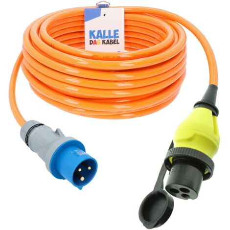 Kalle Landanschlusskabel CEE 230V 32A 4,0mm² Philippi Kupplung Extreme Signal Orange IP44 20 Meter