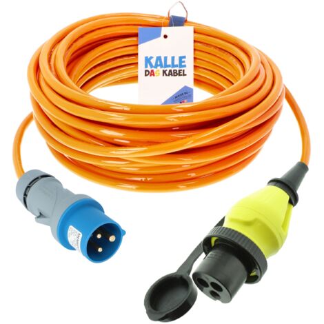 Kalle Landanschlusskabel CEE 230V 16A 2,5mm² Philippi Kupplung Extreme Signal Orange IP44 10 Meter