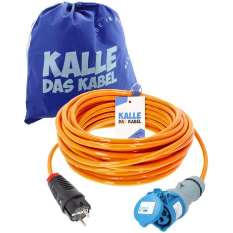 Kalle Adapterkabel Schuko 2,5mm² auf CEE 230V Extreme Signal Orange IP44 20 Meter