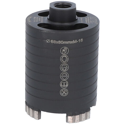 Diamant Dosensenker, Dosenbohrer mit M16-Aufnahme Nutzlänge 80 mm 68 mm, 4 Segmente mit radialen Absaugöffnungen