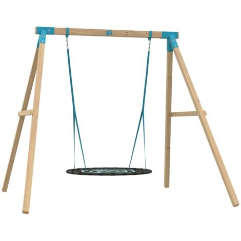 Tp Toys – Portique balançoire nid en bois carré FSC® – Kit d'ancrage inclus – Hauteur 243 cm – Structure robuste pour 1 à 2 enfants