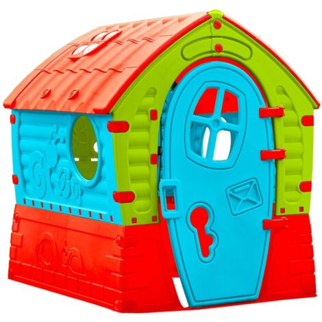 Habitat Et Jardin – Maisonnette cabane plastique multicolore 95 x 90 x 110 cm – Résistante aux UV – Pour 1 à 2 enfants – Nettoyage facile avec eau savonneuse