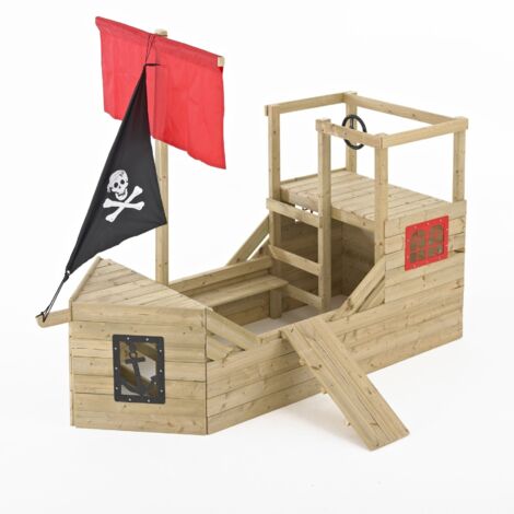 Tp Toys – Cabane bateau pirate en bois traité autoclave – Dimensions L.171 x l.272 x H.206 cm – Surface 4,65 m² – Pour 1 à 3 enfants
