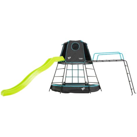 Tp Toys – Aire de jeux métal explorer tour noir – pont de singe – toboggan 220 cm – piscine à balles – pour enfants 3 à 12 ans – h.201 cm (1/5)