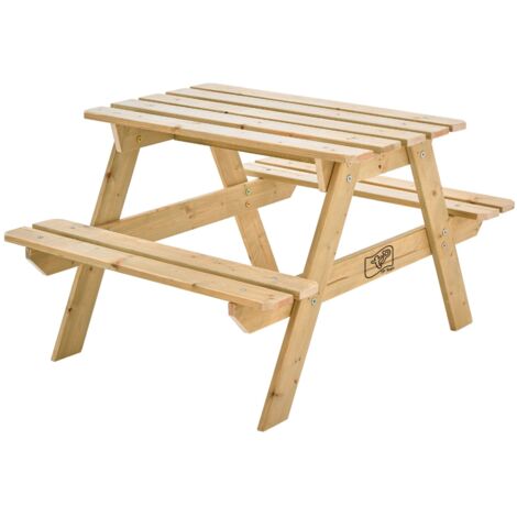 Tp Toys – Table pique-nique pour enfant en bois FSC – Dimensions 90 x 70 x 50 cm – 2 bancs confortables – Pour 4 enfants