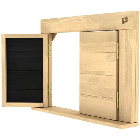 Tp Toys – Volet pour maisonnette en bois FSC – Dimensions L.9,6 x l.60 x H.43 cm – Poids 2,48 kg – Tableau noir pour dessins