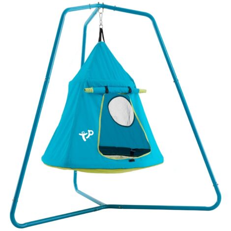 Tp Toys – Balançoire tente OVNI bleu avec structure en métal galvanisé – Dimensions L.190 x l.182 x H.159 cm – Pour 2 enfants jusqu'à 100 kg